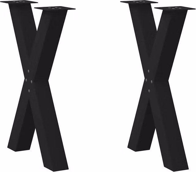 Berkfield Home X-Shaped Dining Table Legs, 2 Piece Set, Black Steel, H: 72.5 cm, W: 60 cm – 1