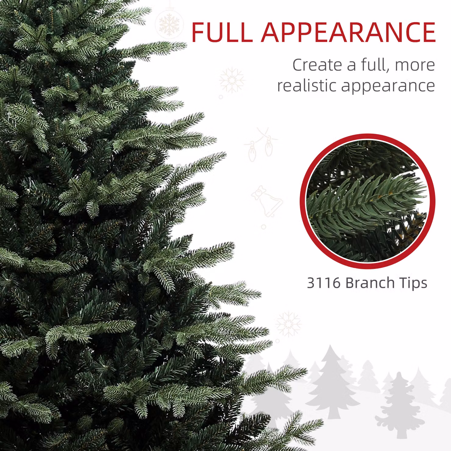 HOMCOM 7ft Artificial Spruce Christmas Tree with 3116 Branch Tips and Foldable Steel Base, Green – 4