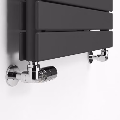 Terma Cylindrical Thermostatic Radiator Valve and Lockshield Set with Thermostat Head, Chrome – 3