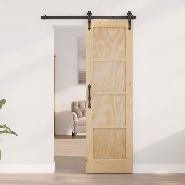 Berkfield Home Orkdal Modern Sliding Interior Door in Beige Solid Wood, W: 61 cm, H: 198.5 cm