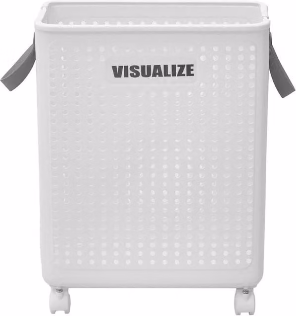 FLAVORA Extra Large White Plastic Wheeled Laundry Hamper – 1