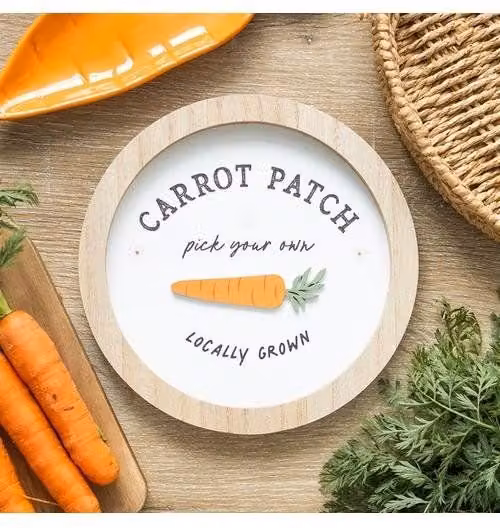 KDMD Carrot Patch Round 3D Wood Wall Plaque in White – 1