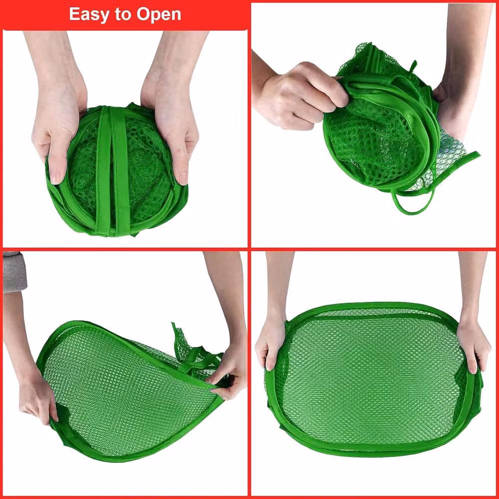 ATEK Collapsible Pop Up Laundry Basket with Handles and Side Pocket, Green – 3