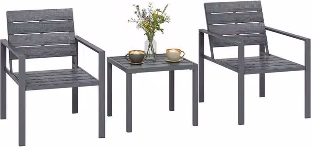 FLAVORA 3 Piece Grey Garden Bistro Set for 2