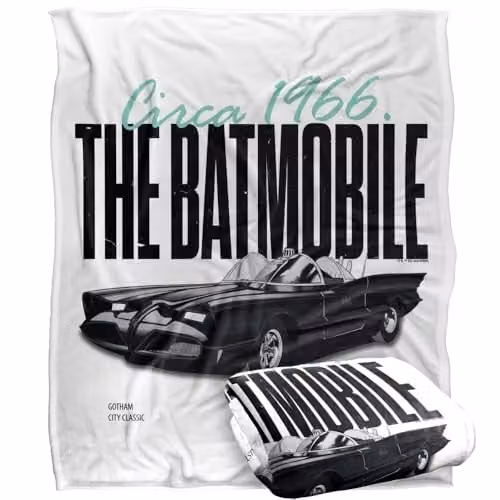 LOGOVISION Batman Classic TV Series The Batmobile Super Soft Silky Touch Fleece Throw Blanket, Multicolour, W: 152 cm, D: 127 cm