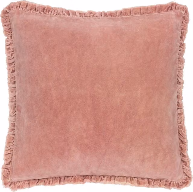 Make it a Home Bertie Washed Cotton Velvet Cushion in Rosewood Pink with Feather Filling