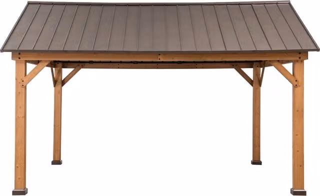 Sunjoy Classic Gable Wood and Steel Gazebo in Anthracite and Sand Copper