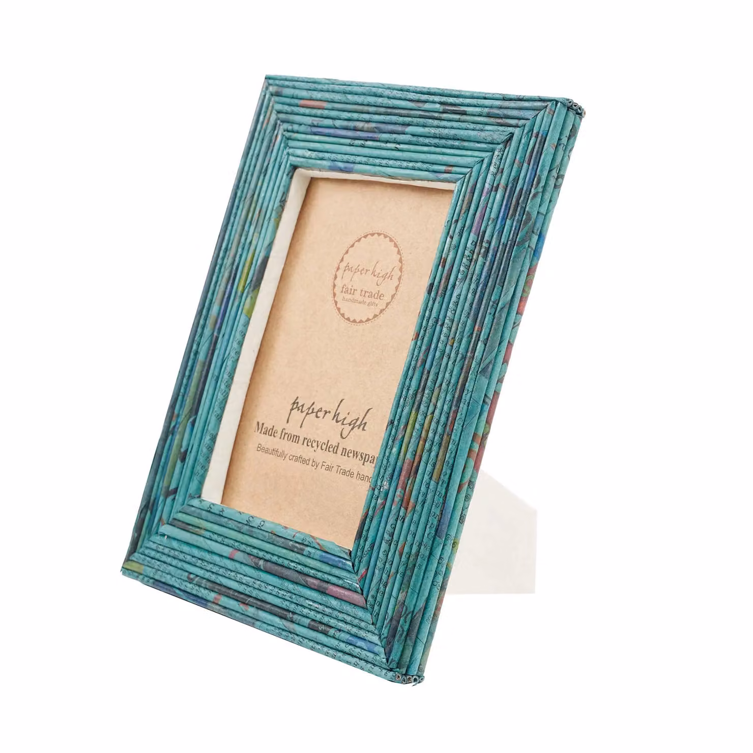 Paper High Recycled Newspaper Single Photo Frame in Petrol Blue, Rectangular Tabletop Design, 20.0 x 25.3 cm – 2