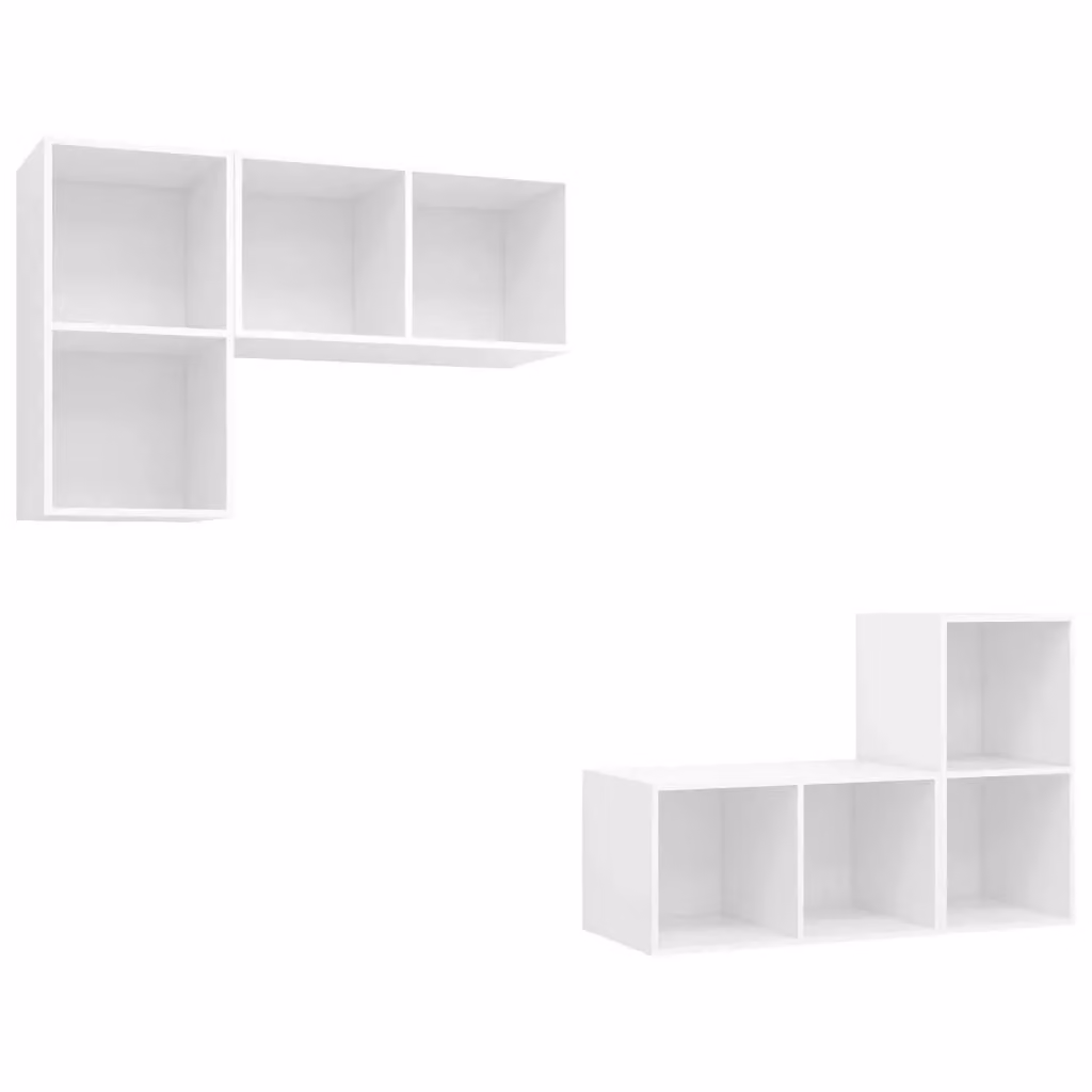 Berkfield Home Set of 4 Minimalist White Wall-Mounted TV Cabinets in Engineered Wood – 2
