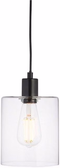 Netlighting Toledo Single Pendant Light in Matt Black with Transparent Glass