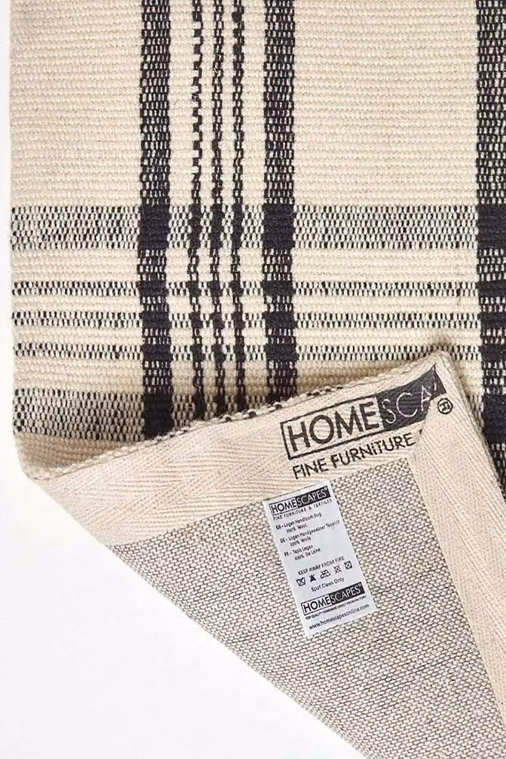 Homescapes Logan Tartan Check Non-Slip 100% Wool Hall Runner in Natural White, W: 66 cm, L: 200 cm – 4