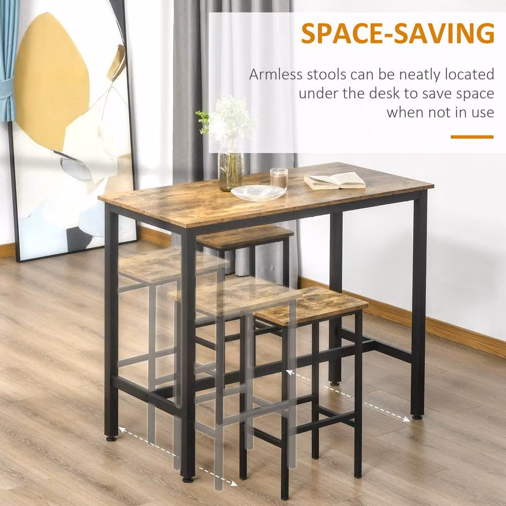STILVORA Set of 2 Industrial Bar Stools with Metal Frame in Rustic Brown and Black – 3