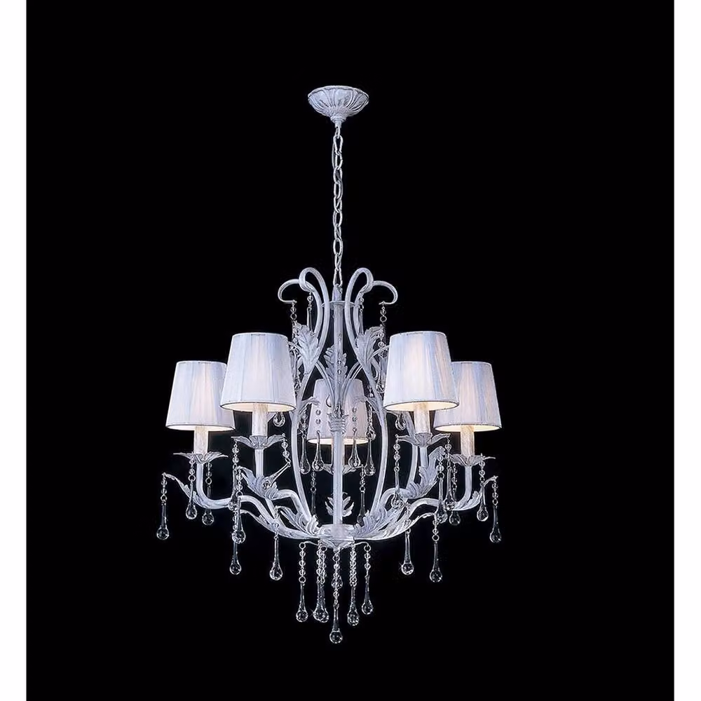 Netlighting Flur Round Pendant Light with 5 E14 Sockets in White and Gold/Brass – 2