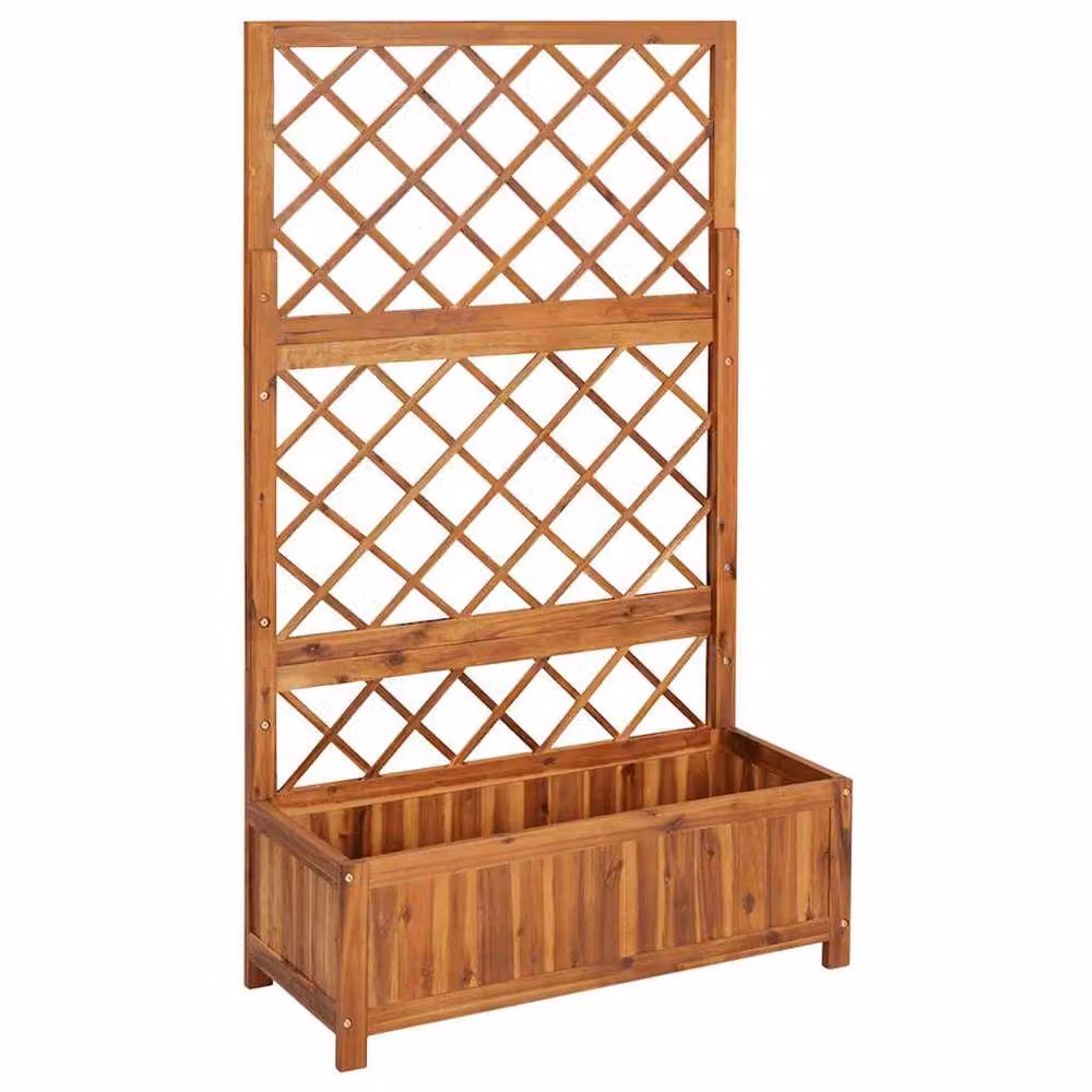 Berkfield Home Raised Bed with Trellis in Brown Solid Acacia Wood, W: 85 cm, D: 38 cm, H: 150 cm – 2