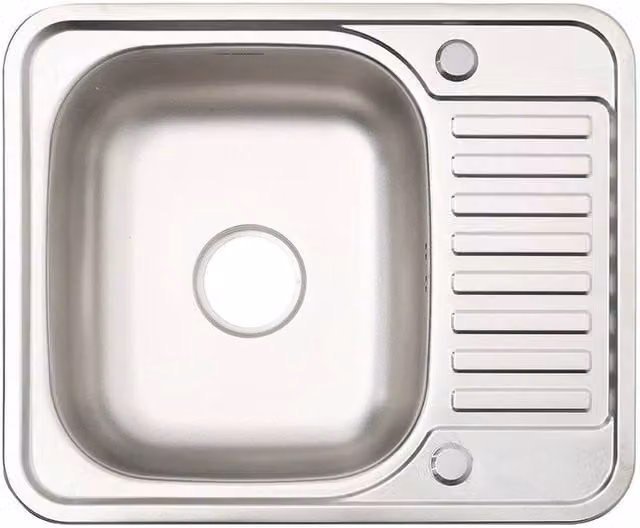 FLAVORA Stainless Steel Inset Kitchen Sink in Silver, W: 100 cm x D: 100 cm