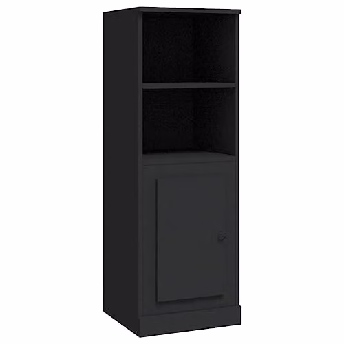 vidaXL Modern Black Matt Highboard with Hinged Doors and Internal Shelves, W/D/H: 36.0 x 35.5 x 103.5 cm – 1