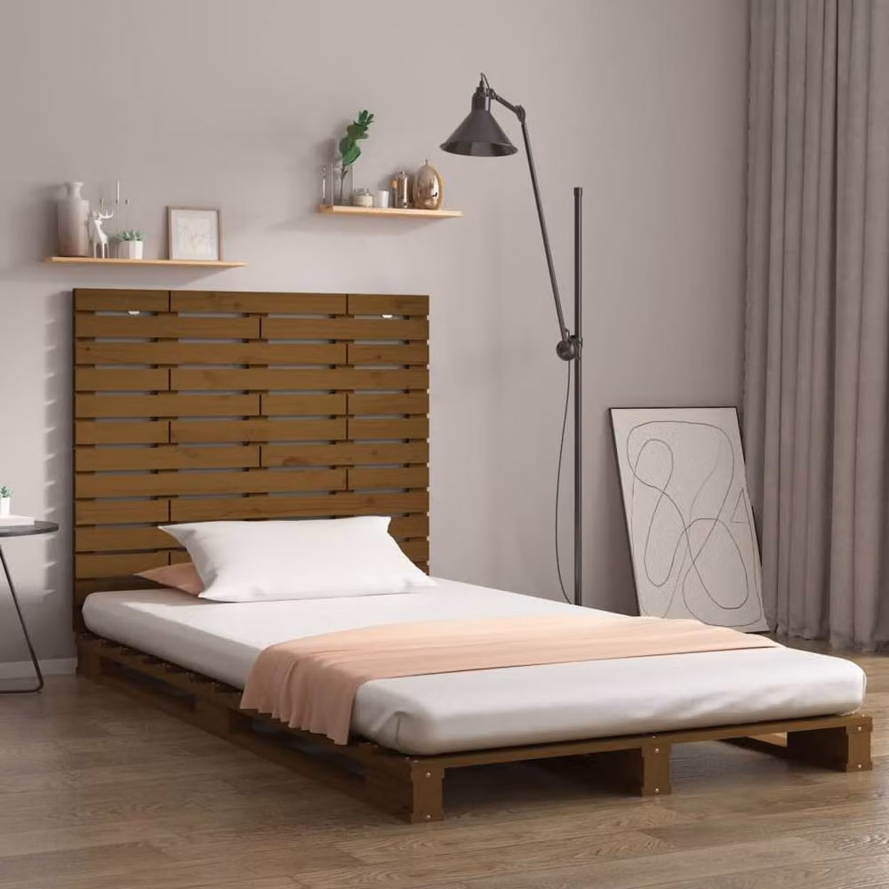 Berkfield Home Rustic Solid Wood Pine Wall Headboard in Honey Brown, W: 96 cm, D: 3 cm, H: 91.5 cm – 2