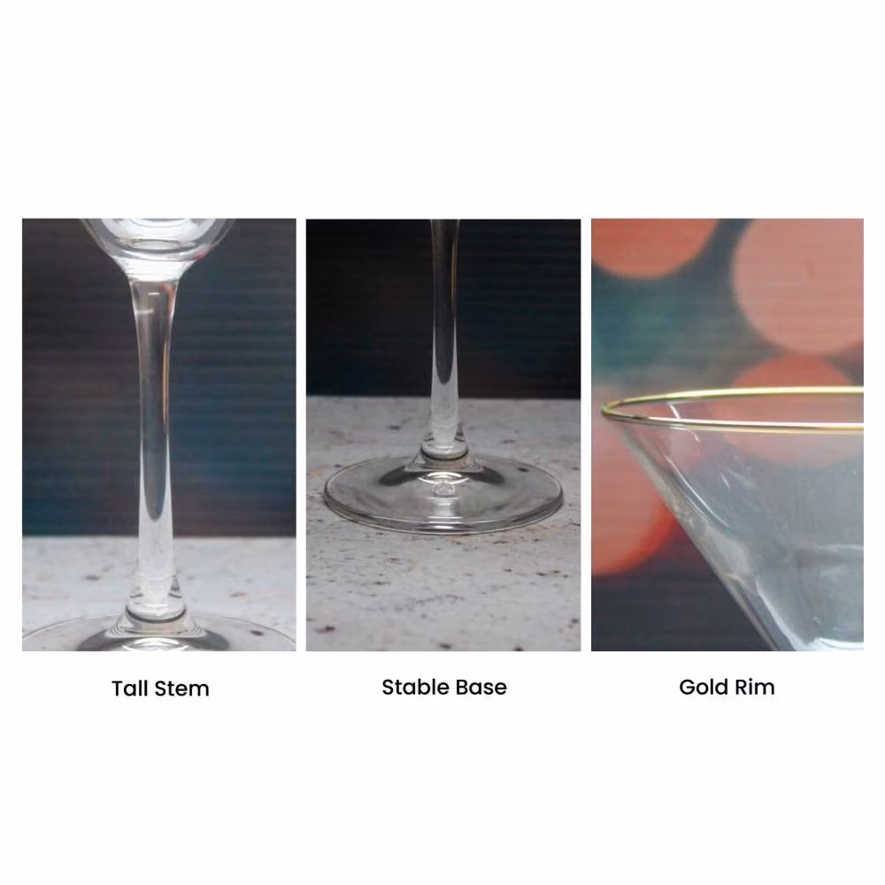 Uniqueful Personalised Gold Rim Martini Cocktail Glass with Custom Initials and Name in Transparent Glass – 4