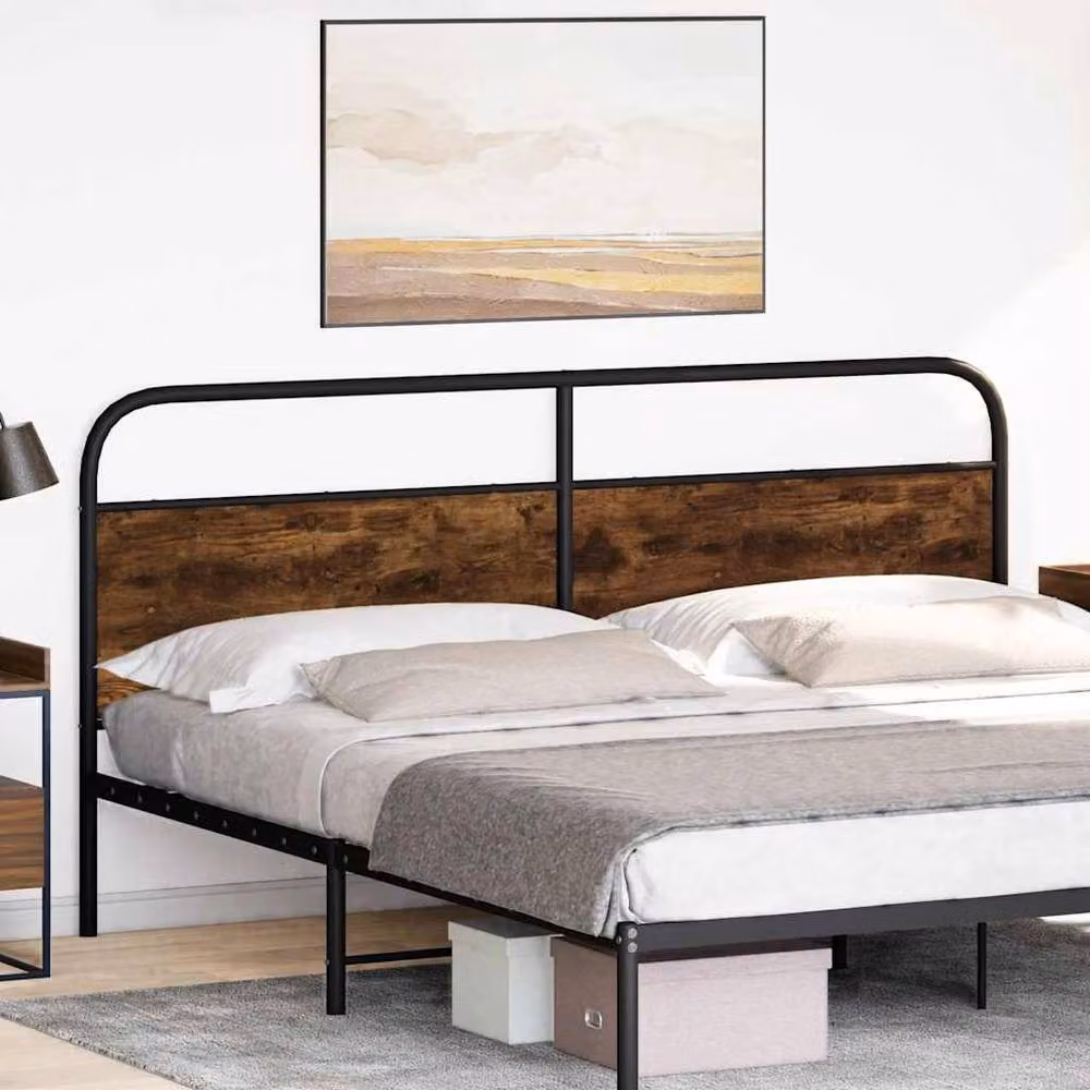 Berkfield Home Smoked Oak Headboard in Brown, Steel and Engineered Wood, Width: 180 cm – 2