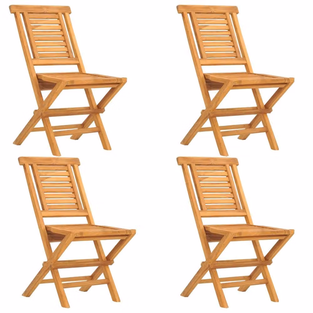 Berkfield Home Set of 4 Folding Garden Chairs in Brown Solid Teak Wood, W: 47 cm, D: 63 cm, H: 90 cm – 2