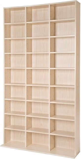 tectake Christel CD Shelf Unit in Brown with 27 Compartments and Adjustable Shelves