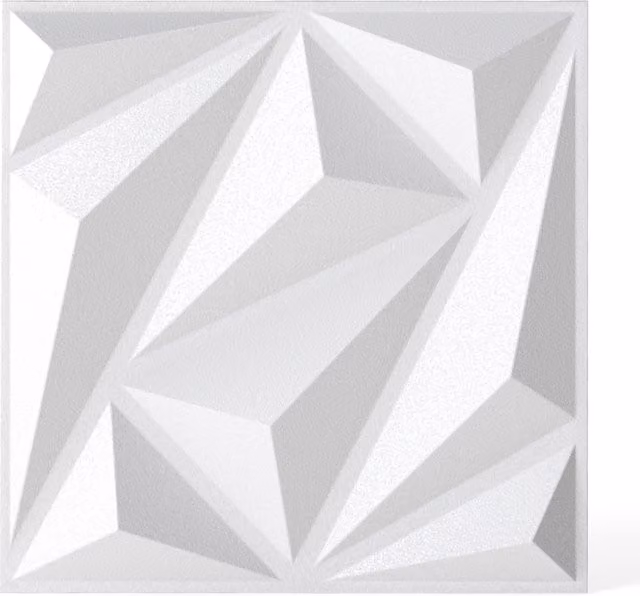 Costway White Geometric 3D Wall Panel with Abstract Design in Paintable PVC