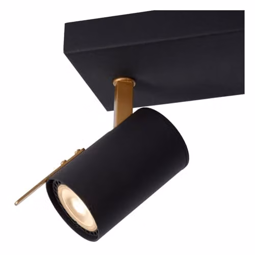 Lucide Grony Dimmable and Adjustable LED Twin Ceiling Spotlight, GU10, Black and Gold/Brass – 3