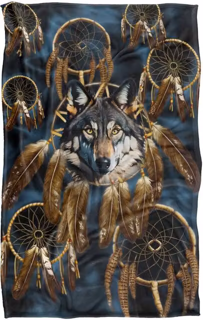 JQ Licensing Dreamcatcher Wolf Silky Touch Super Soft Fleece Throw Blanket, Multicolour, W: 91 cm, D: 147 cm – 5