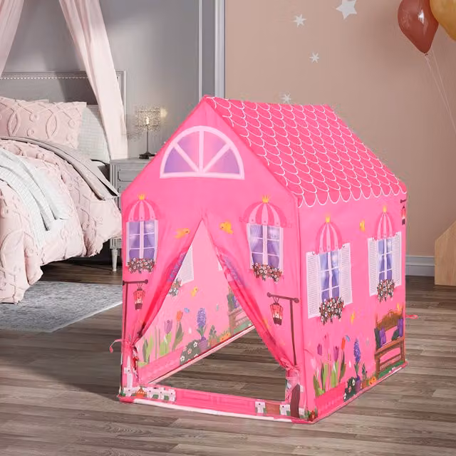 Livingandhome Foldable Fairy Pop-up Play Tent for Toddlers in Red and Pink
