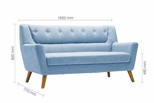 Birlea Lambeth Three Seater Fabric Sofa in Blue – 2