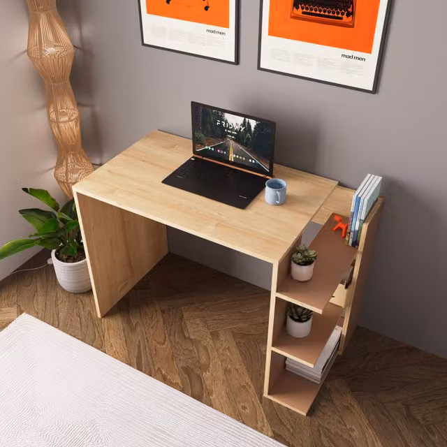 Bimossa Modern Oak Writing Desk in Brown
