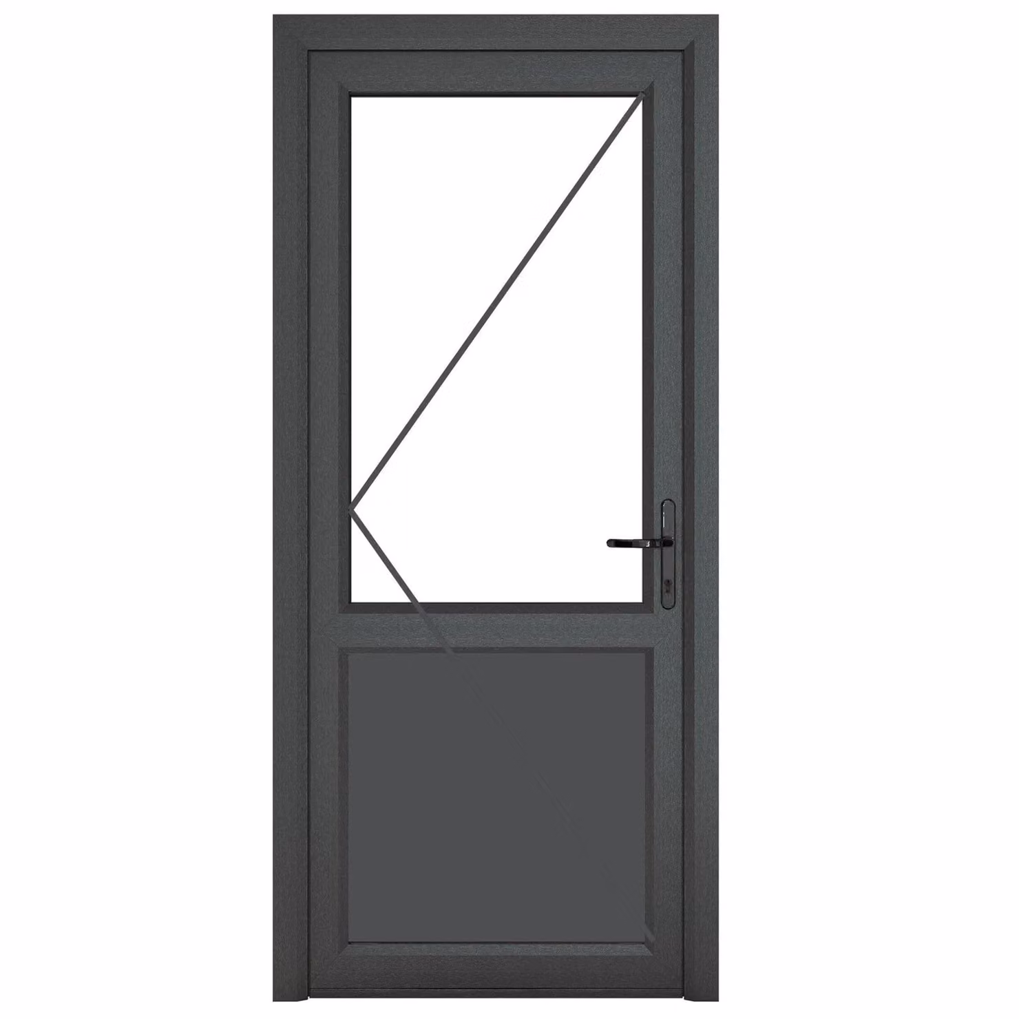 Crystal Direct Crystal uPVC Single Door with Half Glass and Half Panel, Left Hand, Dark Grey, W: 89.0 cm, H: 209.0 cm – 2