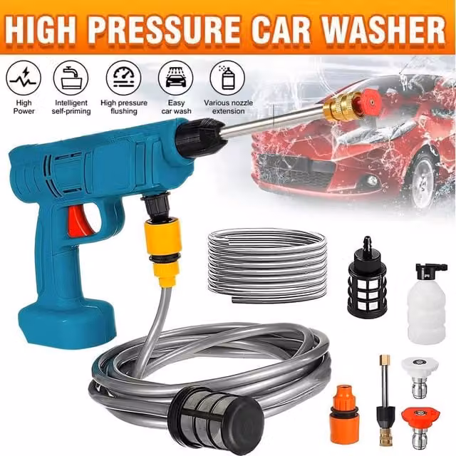 SPETLEK Cordless Pressure Washer with Rechargeable Battery in Blue and Multicolour