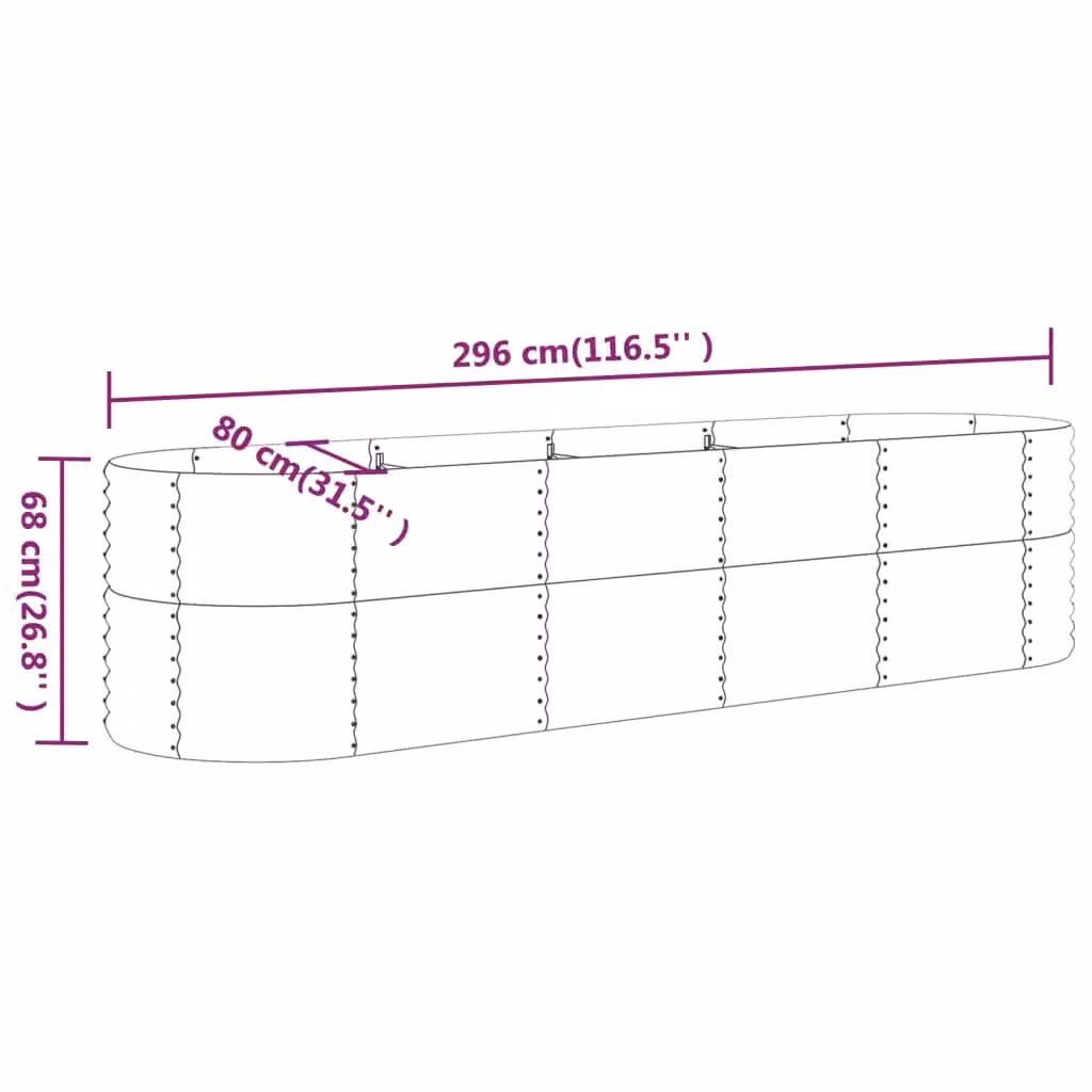 Berkfield Home Garden Powder-coated Steel Raised Bed in Anthracite Black, W/D/H: 296 x 80 x 68 cm – 4