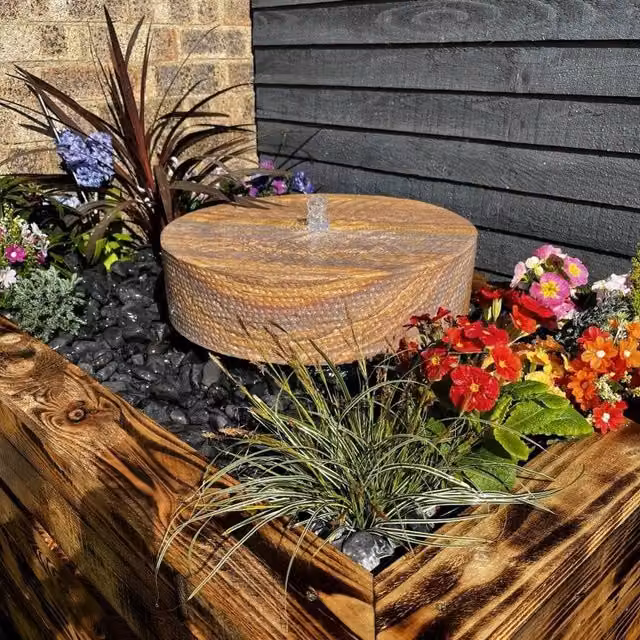 Tranquility Spring Stone Sandstone Millstone Water Feature, Grey, Diameter: 50 cm