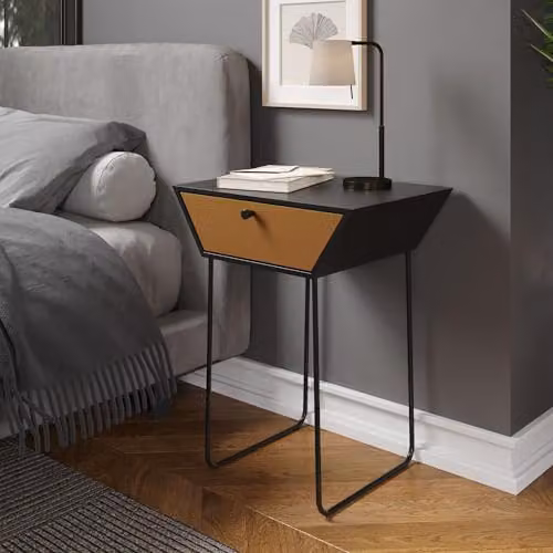 Core Products Apollo 1-Drawer Metal Bedside Cabinet in Black and Bronze with Lacquered Finish – 2
