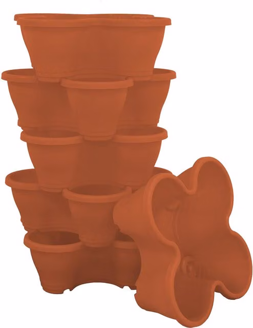 Simpa 6-Piece Quad-Pot Stackable Modular Planter Set in Terracotta