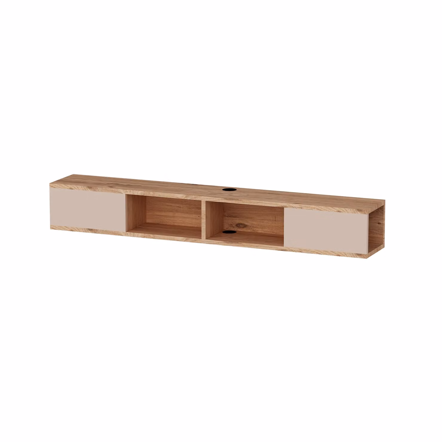 Destina Home Mayer Floating TV Stand with Shelves and Cabinets in Light Beige, W: 140 cm, H: 19.6 cm, D: 22 cm – 2