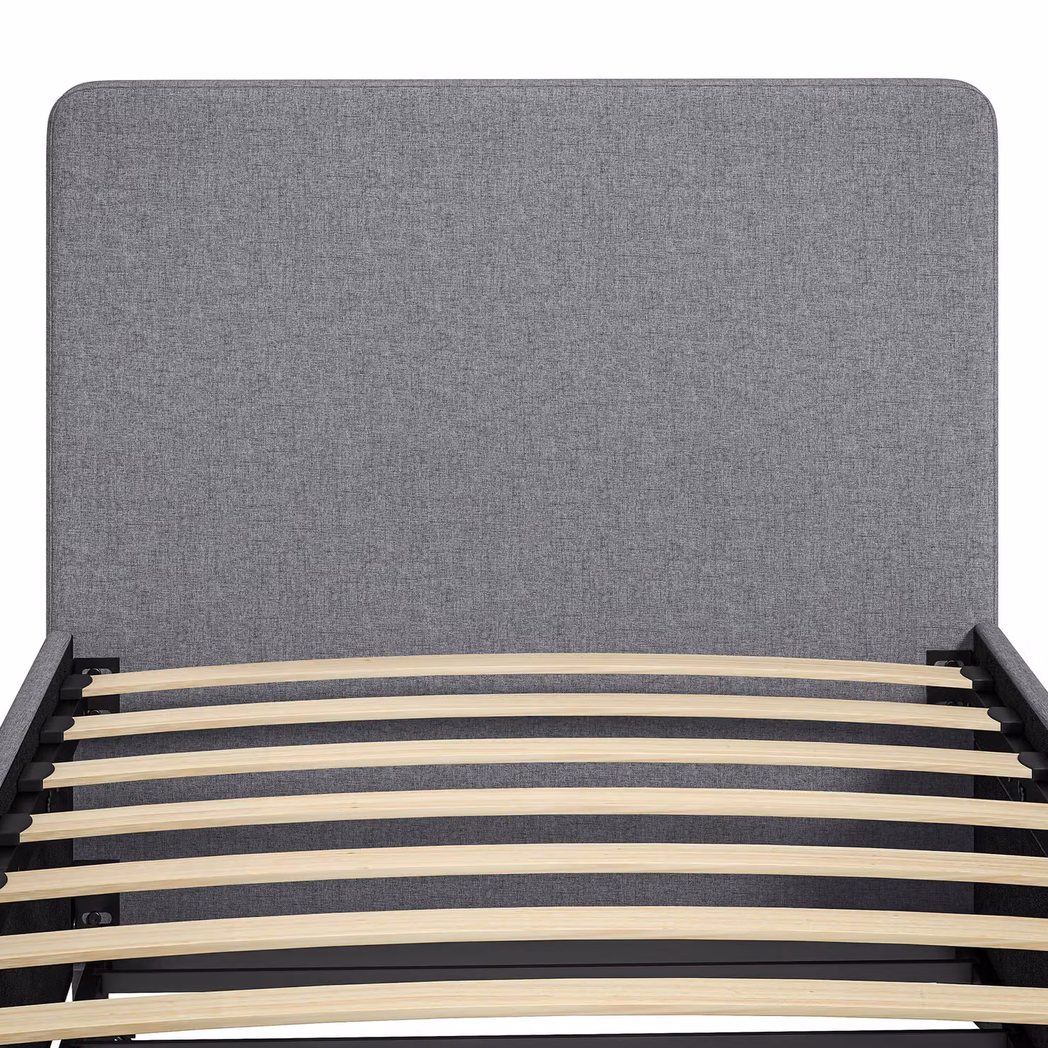 HOMCOM Single Bed Frame with Pull Out Trundle and Headboard, Upholstered Fabric in Dark Grey, W/D/H: 90 x 190 cm – 6
