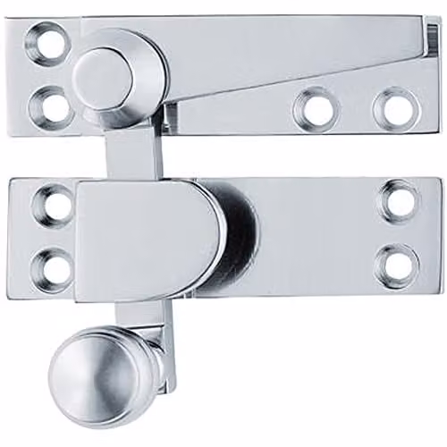 Loops Quadrant Arm Sash Window Fastener in Satin Chrome, 70 x 20 mm with 35 mm Projection