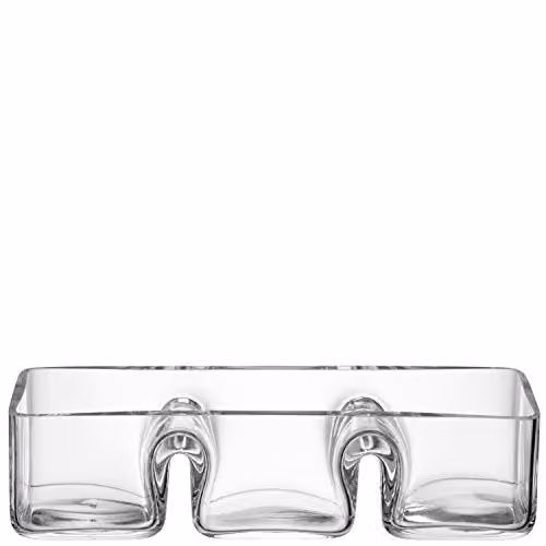 LSA International Serve Trio Dish, Transparent Handmade Glass, Length: 30.48 cm – 2