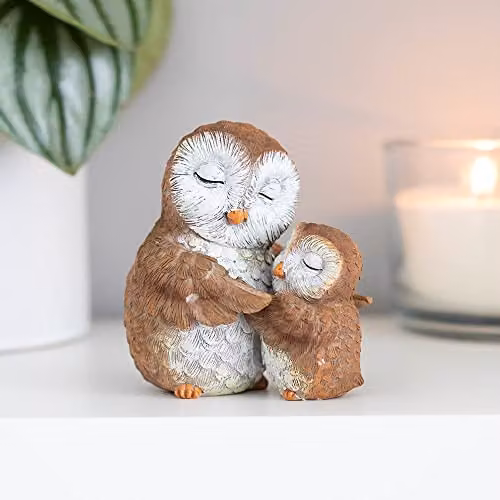 Something Different Brown and White Mother and Baby Owl Tabletop Ornament H 8.5 cm x W 7.5 cm – 3