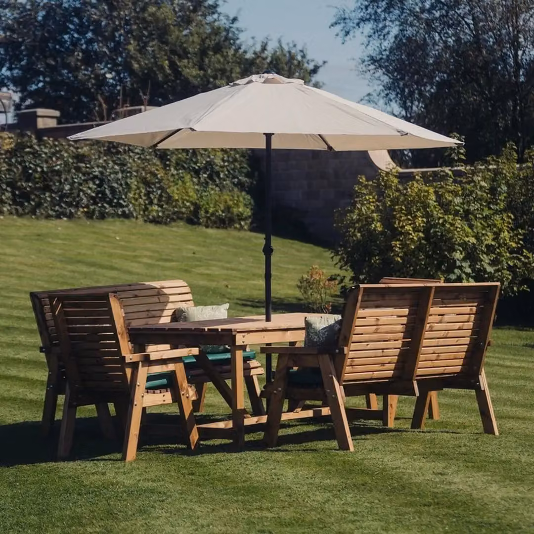 Churnet Valley Garden Furniture Ltd Valley Seat 10 Set 2X2B 2X3B Table in Brown Pine Wood – 3