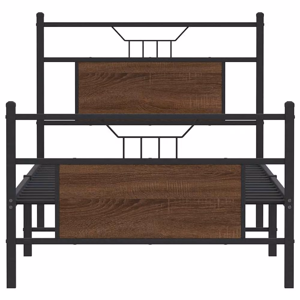 Berkfield Home Single Bed Frame in Brown Oak, W/D/H: 90 x 190 cm – 4