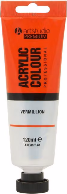 Art Studio Premium Acrylic Paint in Vermillion Red and Orange for Professionals