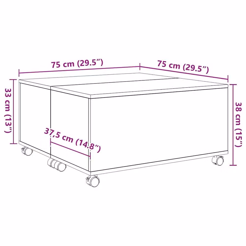 Berkfield Home Black Oak Coffee Table, W/D/H: 75 x 75 x 38 cm – 5