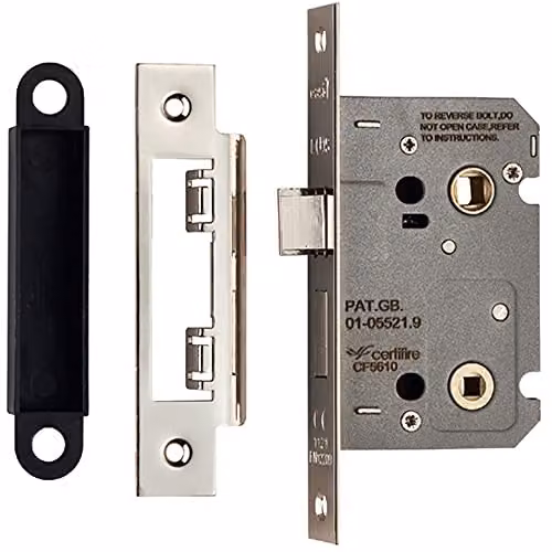 Loops Nickel Plated Silver Bathroom Door Sashlock Latch with Square Forend 64mm – 1