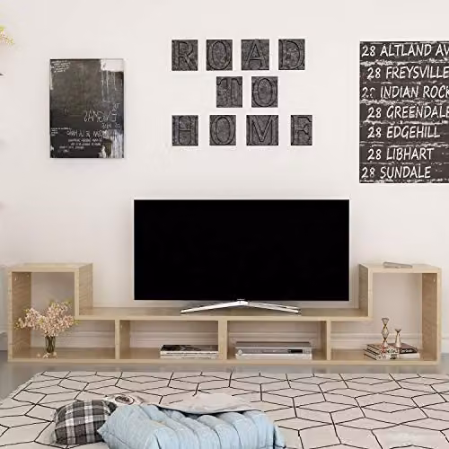 Decorotika Cubicco TV Stand and Media Console in Oak Blue and Brown – 2