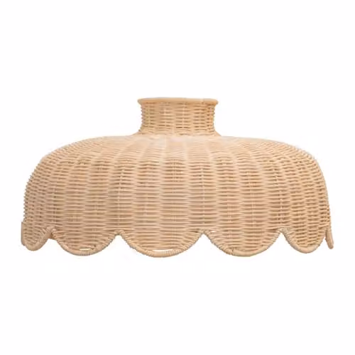 ValueLights Natural Beige Rattan Wicker Scallop Dome Lampshade, Shade Width: 38 cm