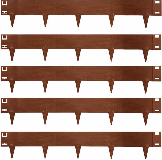Nicoman 5 Piece Steel Metal Garden Lawn Edging Border Set in Anthracite and Brown